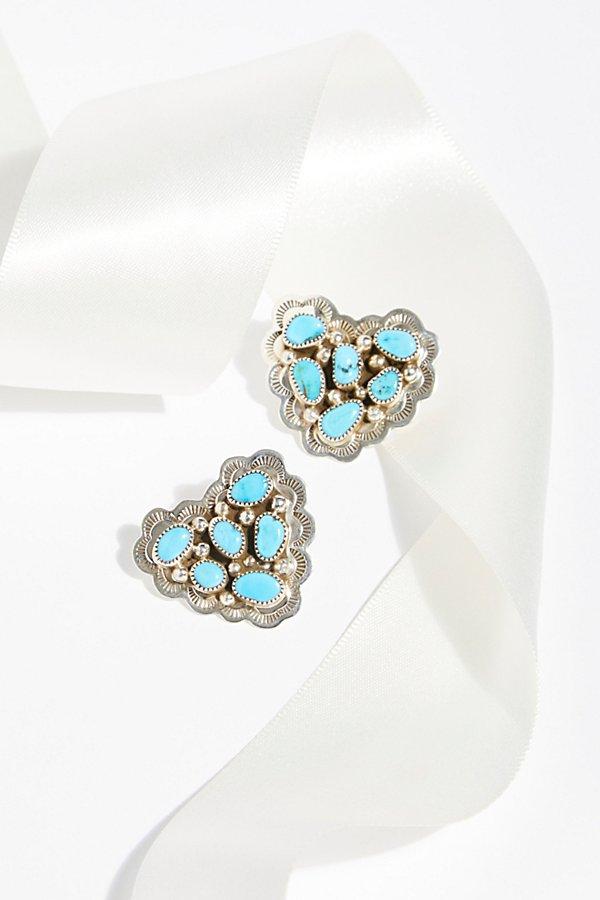Turquoise Cluster Heart Stud Earrings By Navajo Arts & Crafts Enterprise At Free People